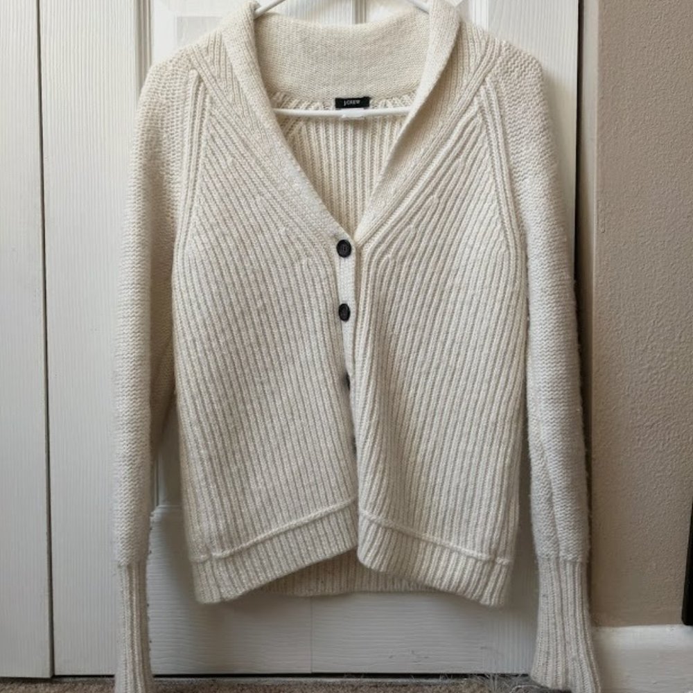 White/Cream Wool J. Crew Cardigan